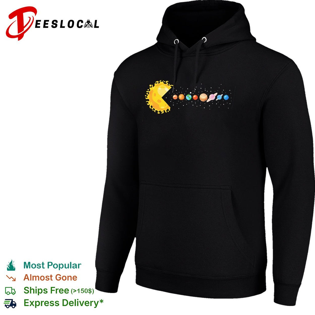 Pac Man sun eating solar system planets shirt