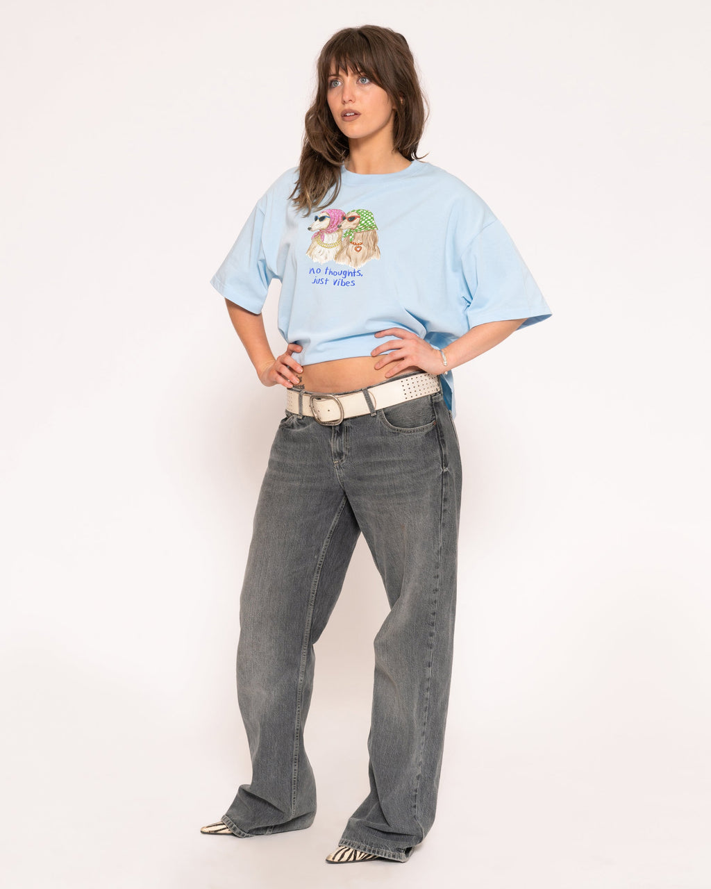 No Thoughts, Just Vibes Boxy Crop Tee