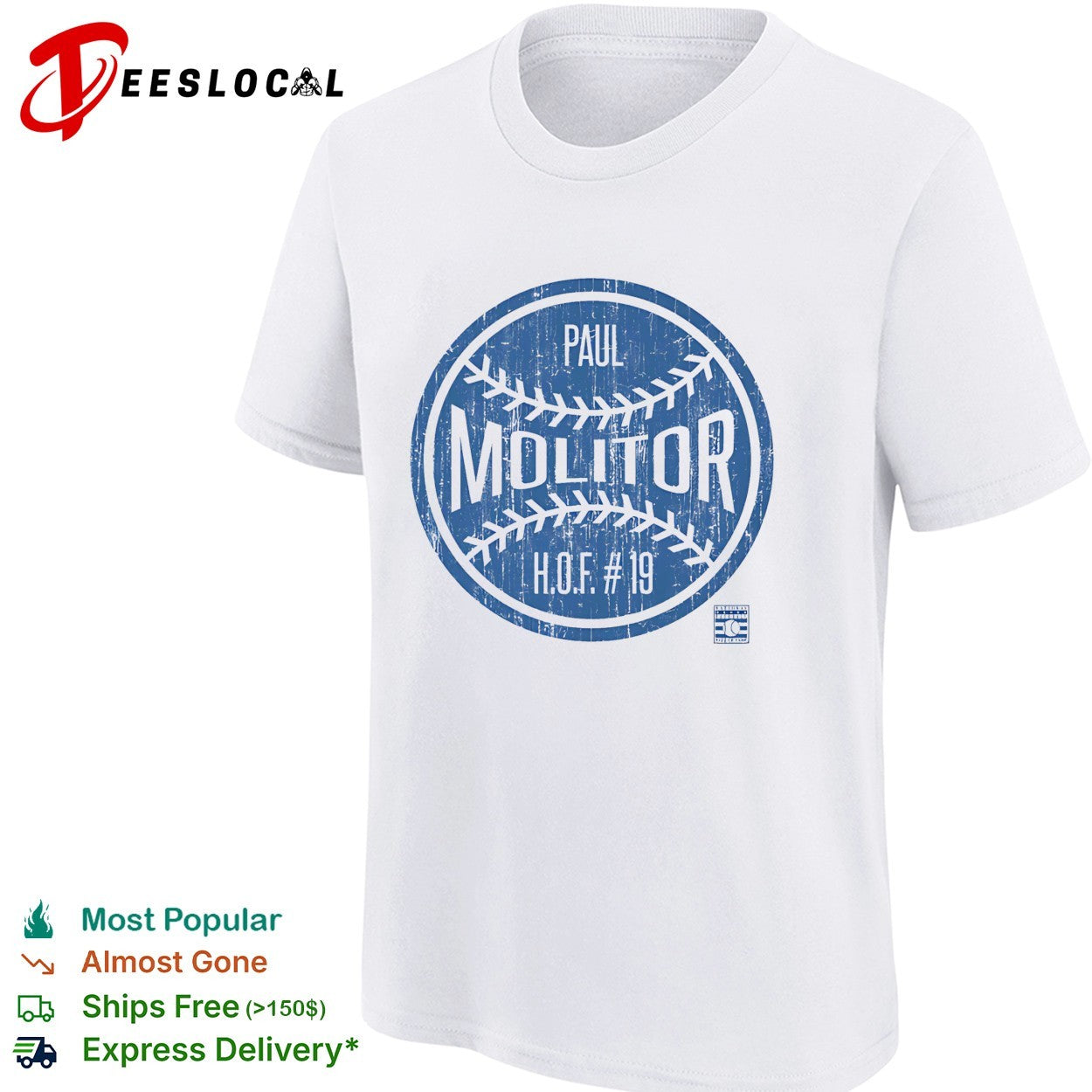 Paul Molitor HOF 19 Toronto Blue Jays baseball vintage shirt