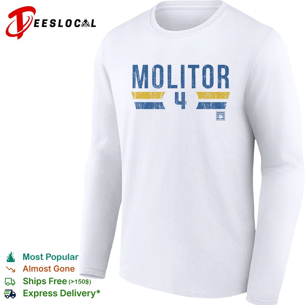 Paul Molitor number 4 Milwaukee Brewers baseball retro shirt