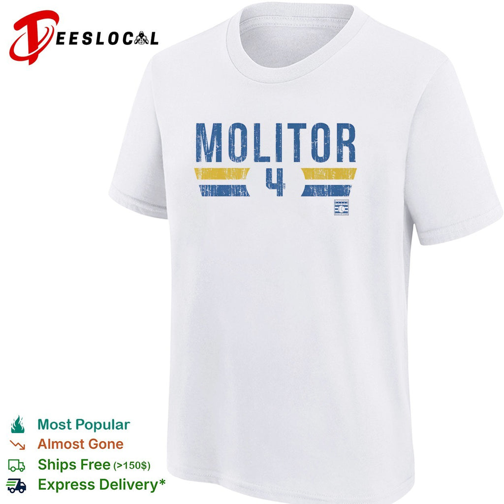 Paul Molitor number 4 Milwaukee Brewers baseball retro shirt