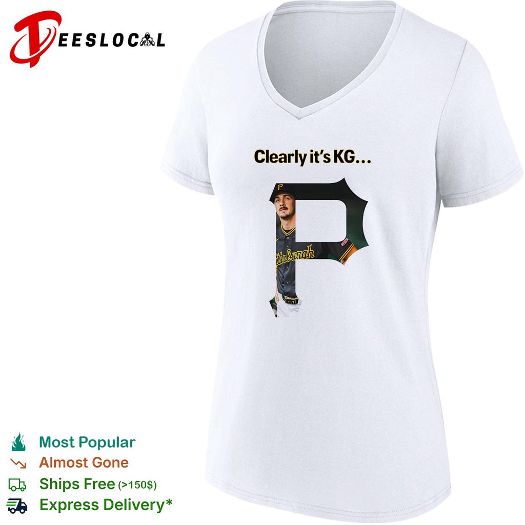 Paul Skenes Clearly it’s KG Pittsburgh Pirates Player portrait with P graphic shirt