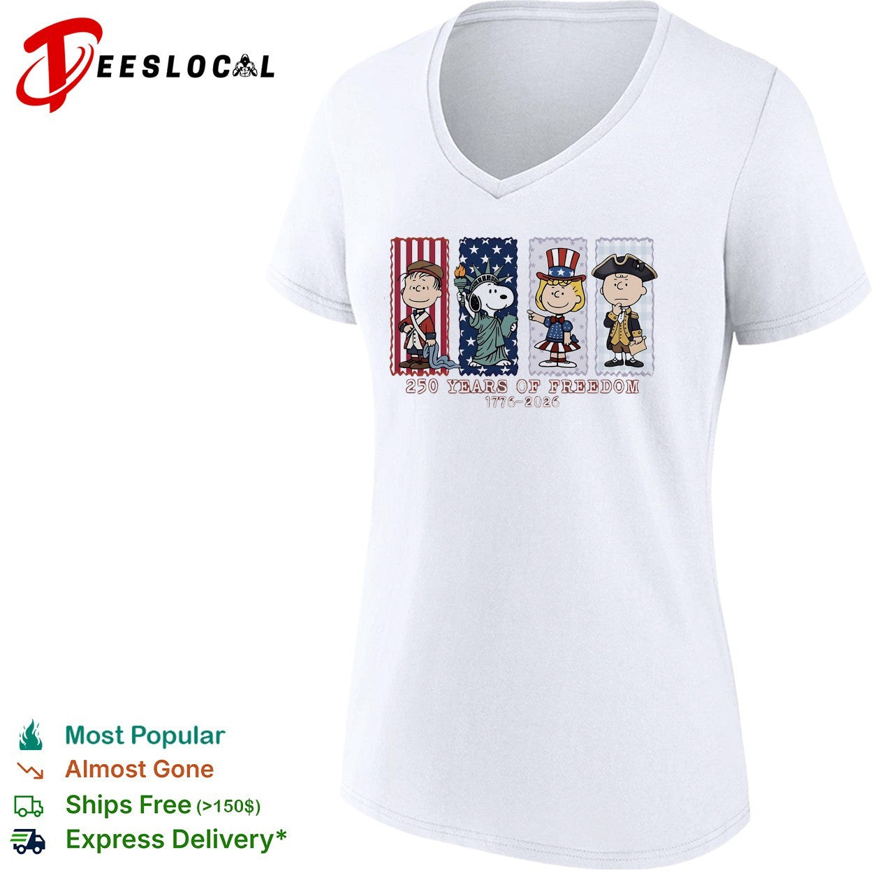 Peanuts 250 years of freedom America 1776 2026 shirt