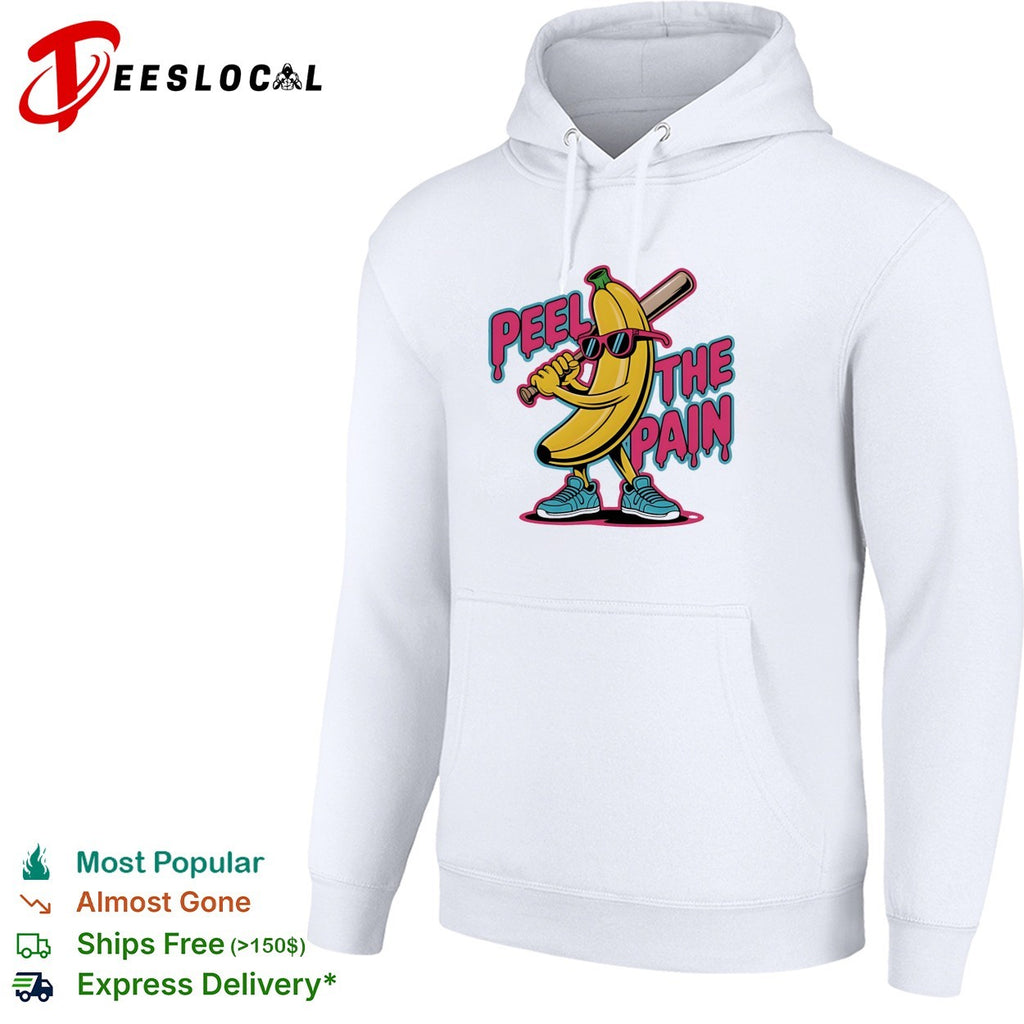 Peel the pain banana character holding baseball bat shirt