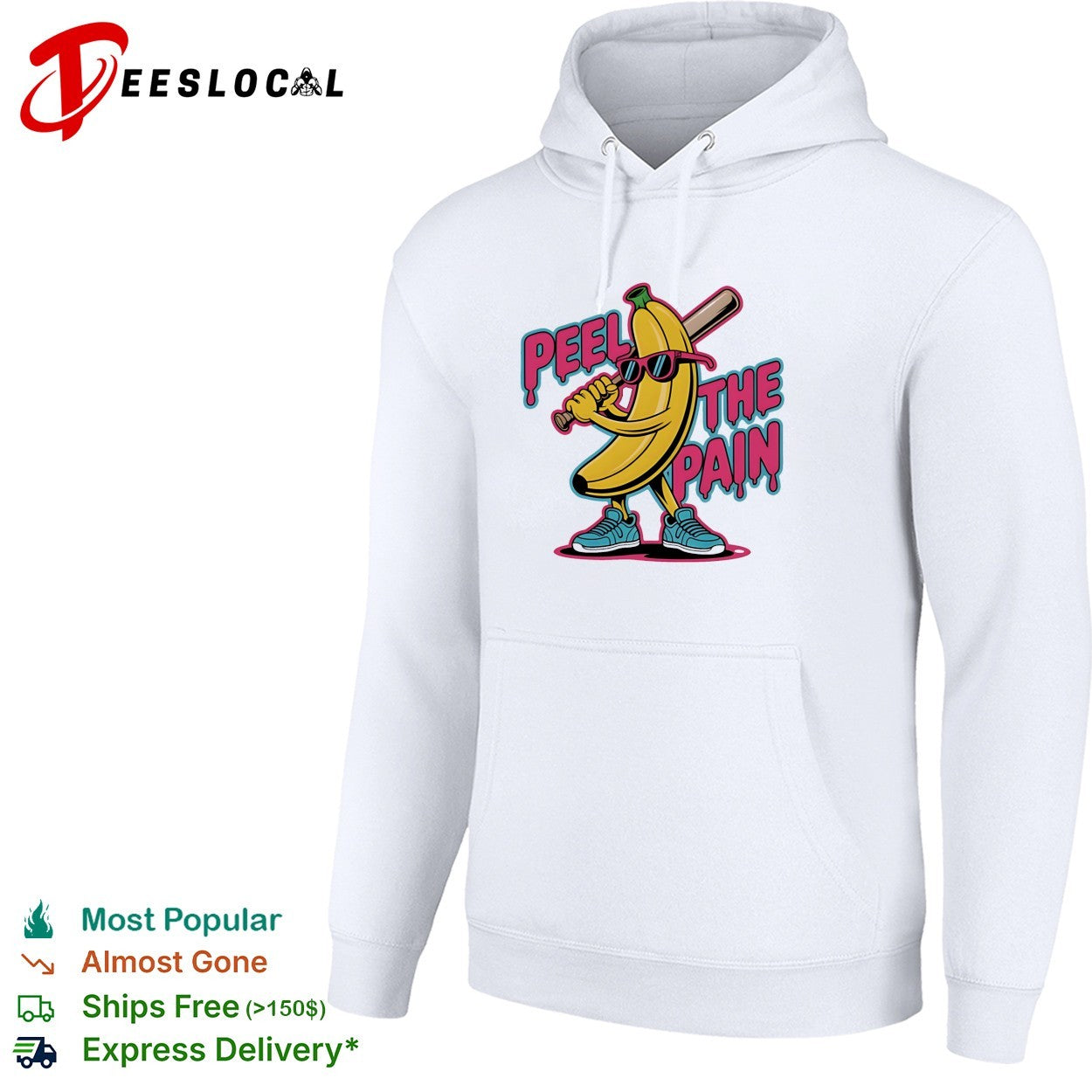 Peel the pain banana character holding baseball bat shirt