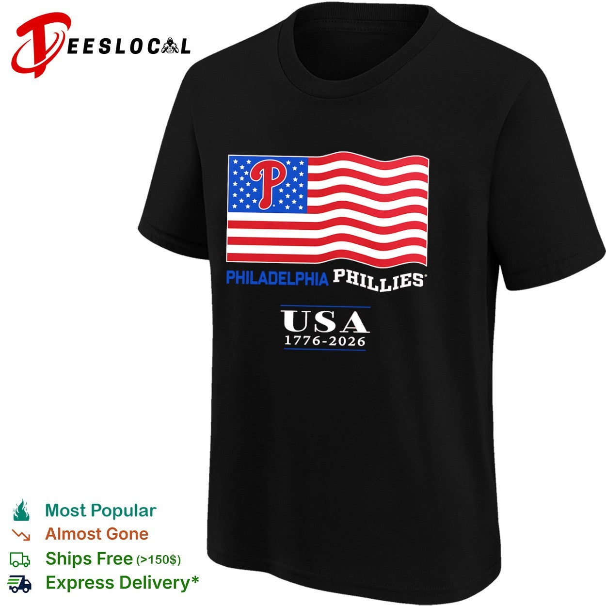 Philadelphia Phillies USA 1776 2026 MLB American flag shirt