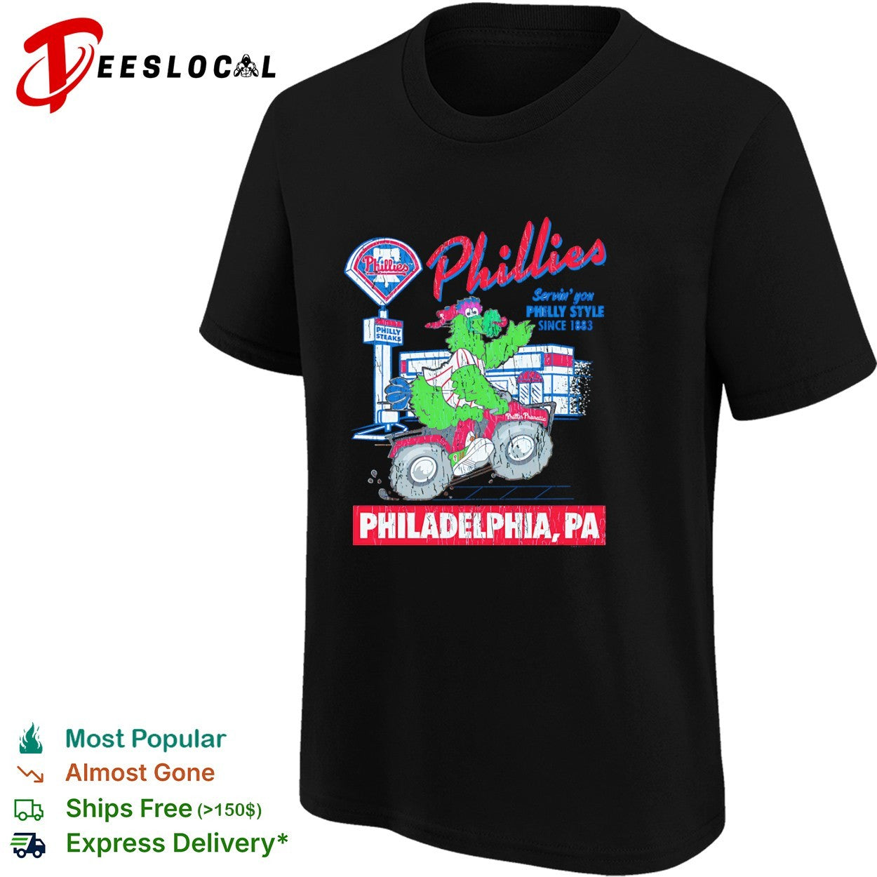 Phillies Phillie Phanatic Servin you Philly Style since 1883 Philadelphia PA shirt