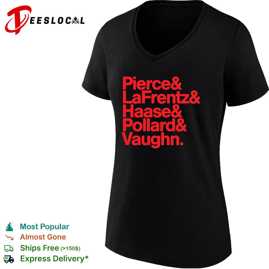 Pierce and LaFrentz and Haase and Pollard and Vaughn Kansas Jayhawks Basketball Roster shirt