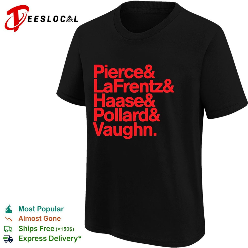 Pierce and LaFrentz and Haase and Pollard and Vaughn Kansas Jayhawks Basketball Roster shirt