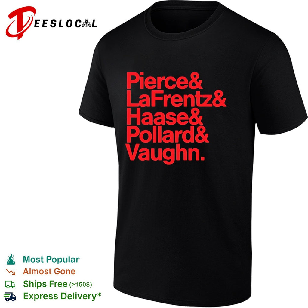 Pierce and LaFrentz and Haase and Pollard and Vaughn Kansas Jayhawks Basketball Roster shirt