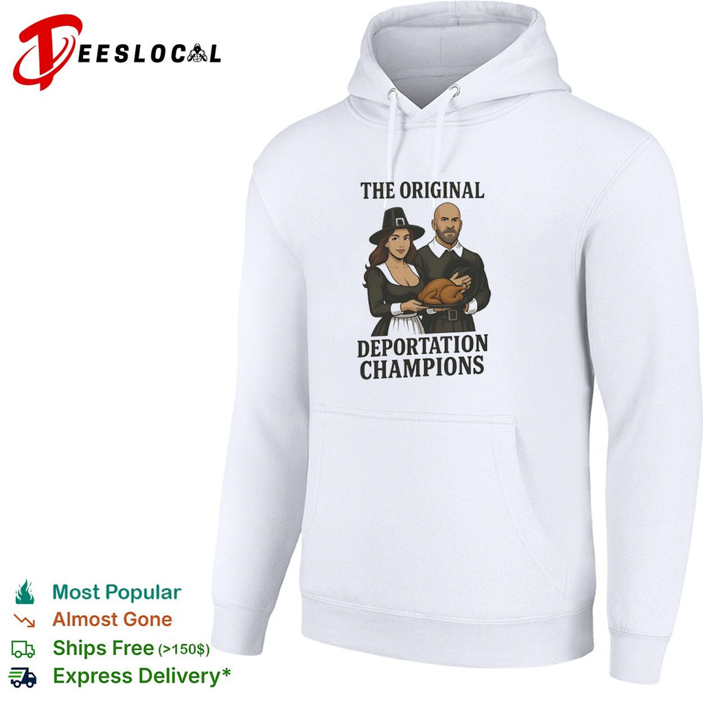 Pilgrims the original deportation champions turkey couple shirt