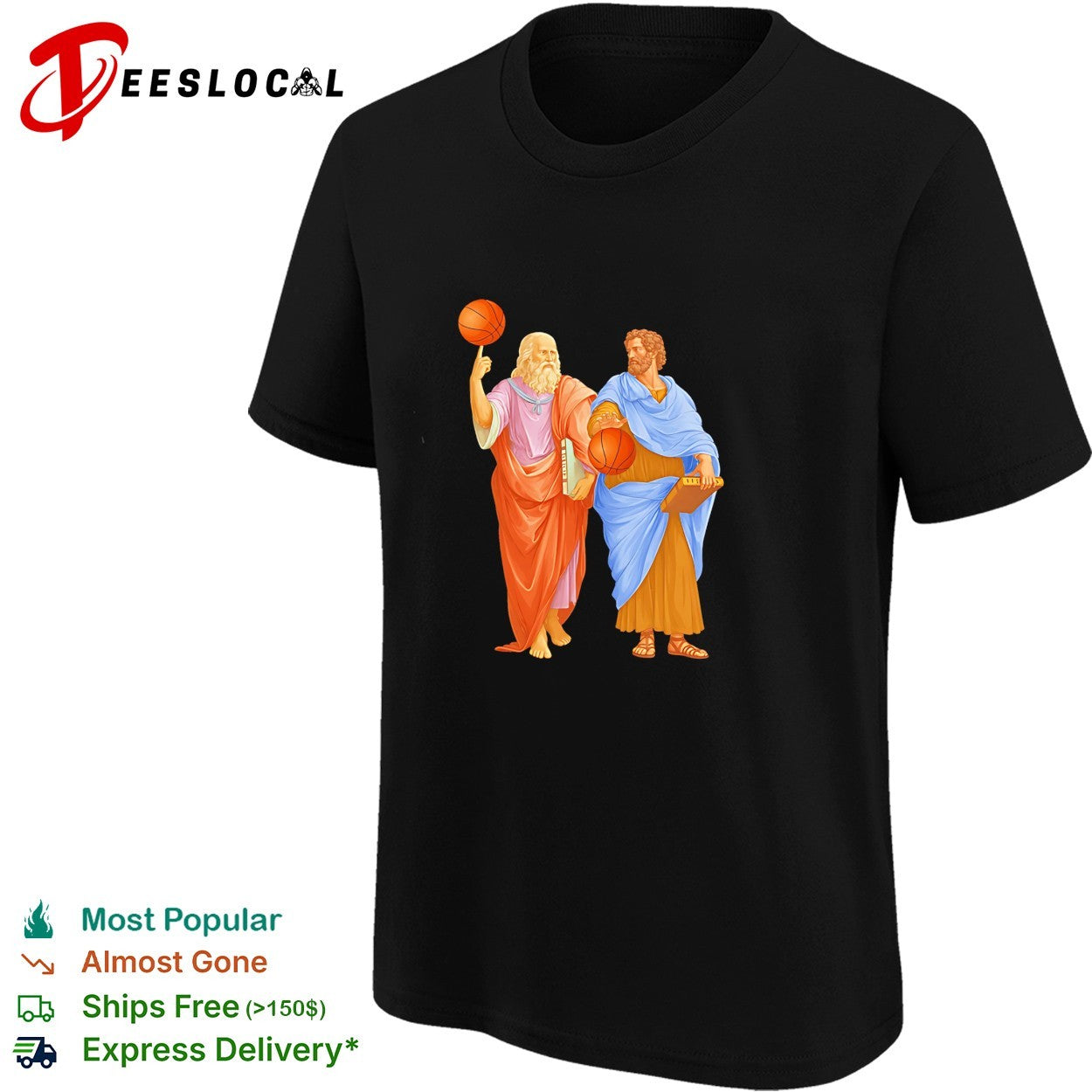 Plato spinning ball and Aristotle playing Basketball shirt
