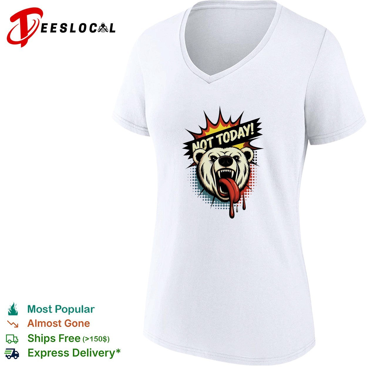 Polar bear roaring not today comic shirt