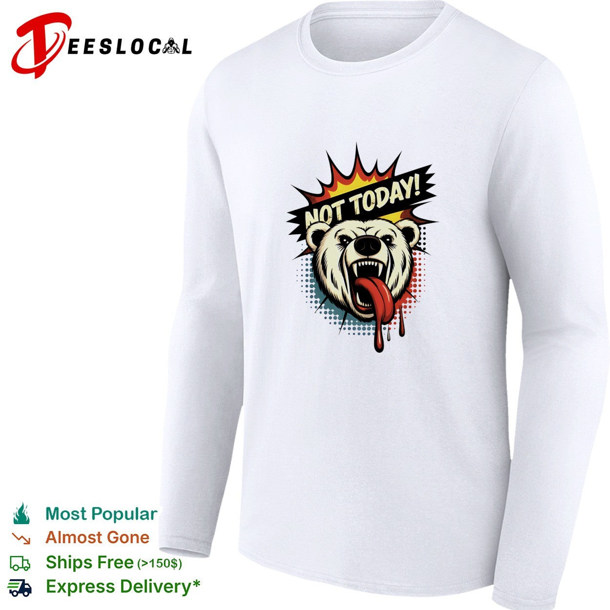Polar bear roaring not today comic shirt