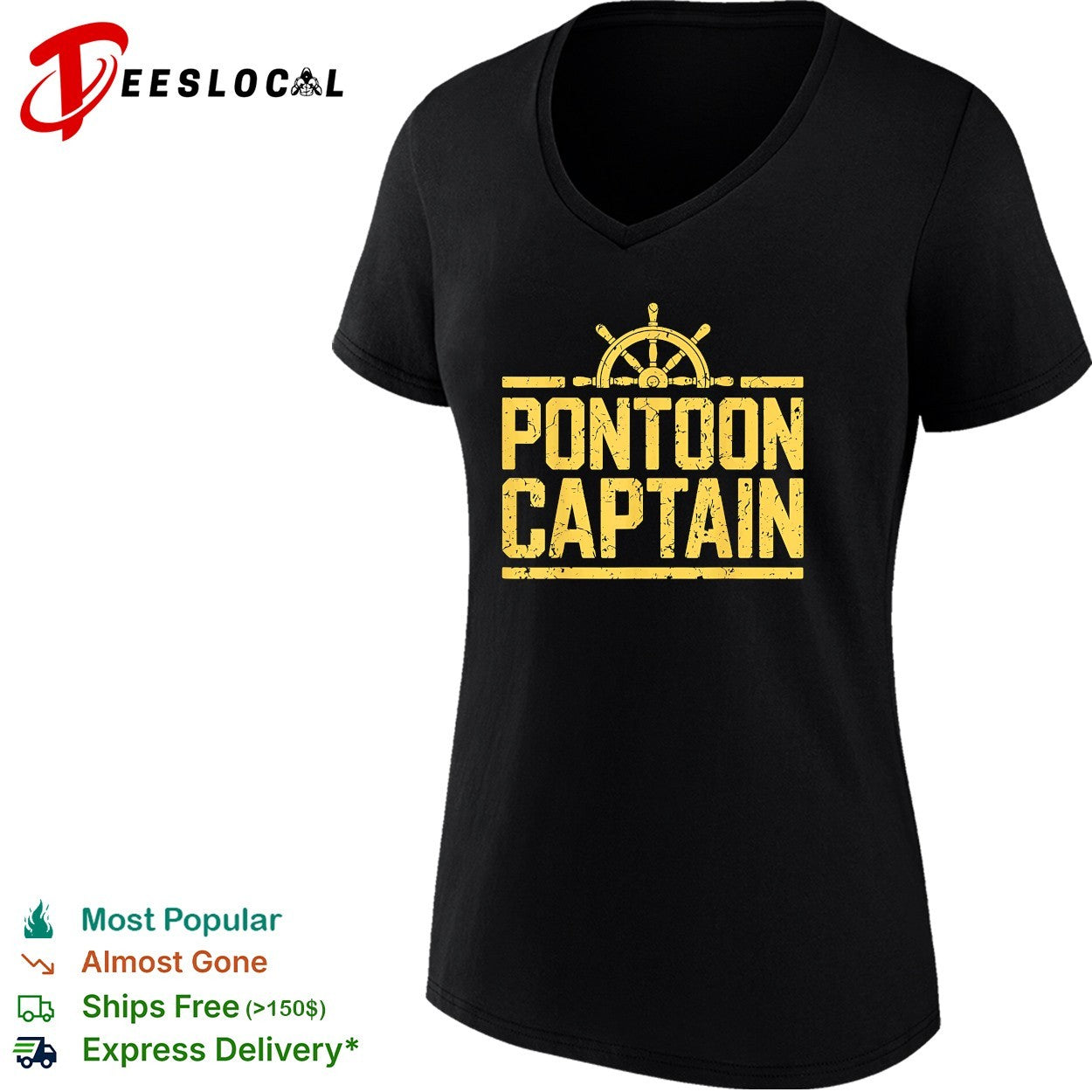 Pontoon captain ship wheel shirt