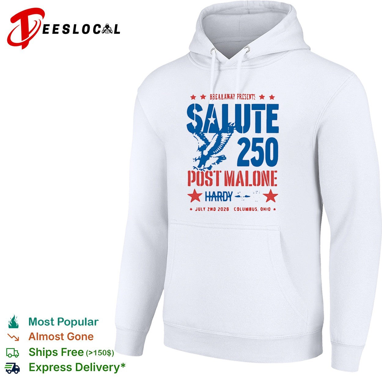 Post Mal Salute 250 Breakaway bald eagle soaring July 2 2026 Columbus Ohio shirt