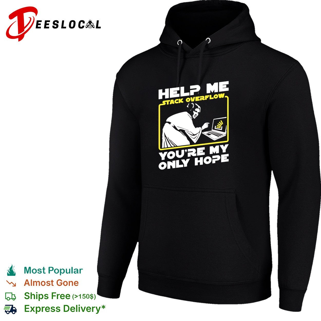 Princess Leia help me Stack Overflow you’re my only hope laptop shirt