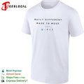Q Fit built different made to move text shirt
