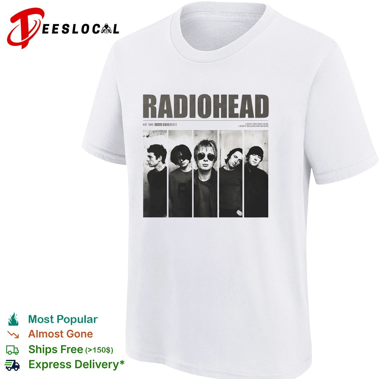 Radiohead Thom Yorke Jonny Greenwood Colin Greenwood Ed O Brien Phil Selway shirt
