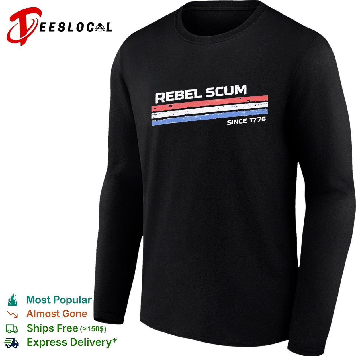 Rebel Scum since 1776 patriotic stripes shirt