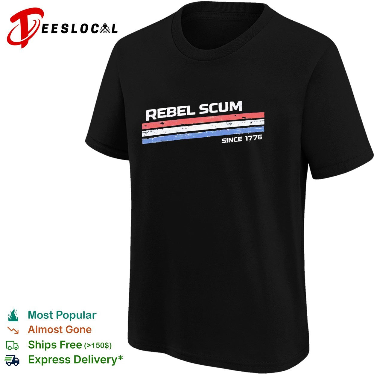 Rebel Scum since 1776 patriotic stripes shirt