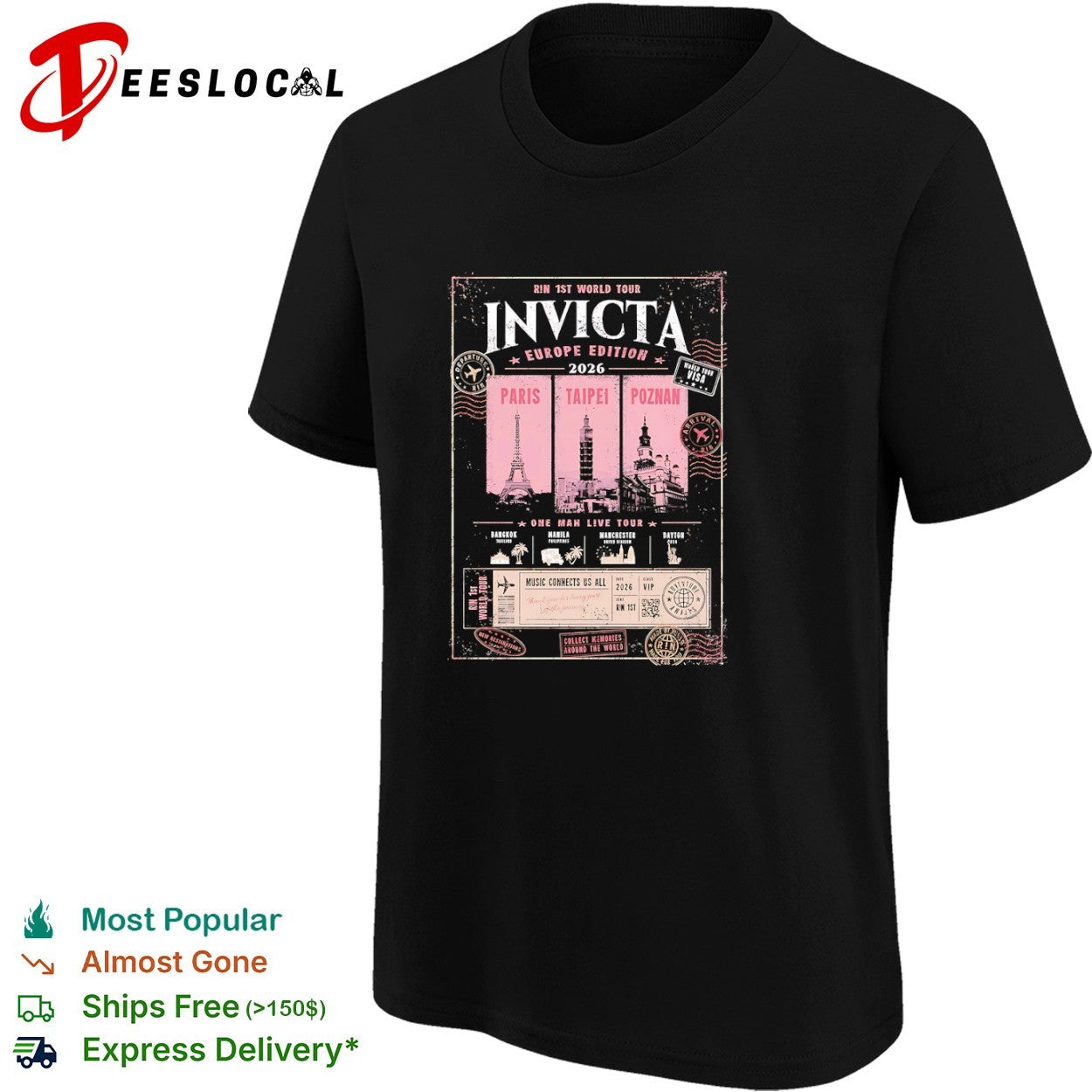 Rin 1st World Tour Invicta Europe Edition 2026 Paris Taipei Poznan Bangkok shirt