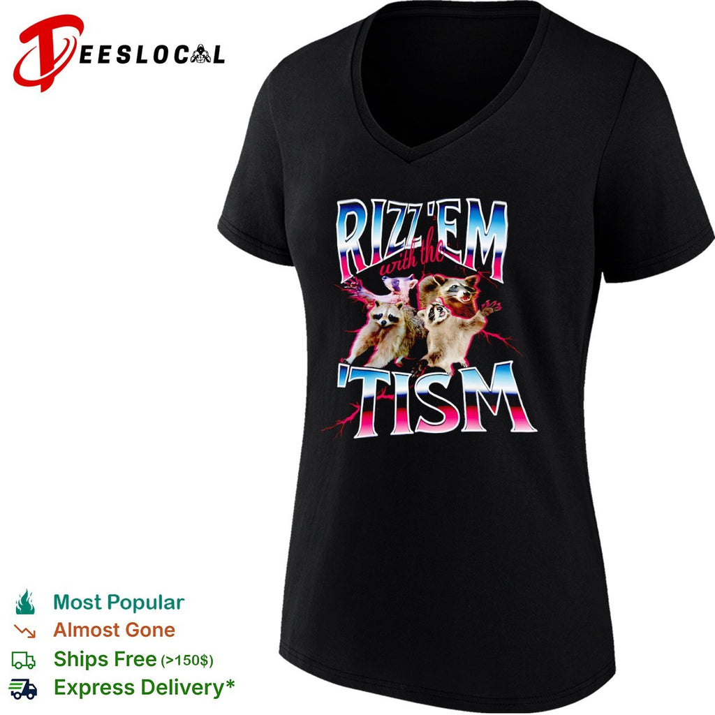 Rizz’em with the Tism multi raccoon meme aesthetic shirt