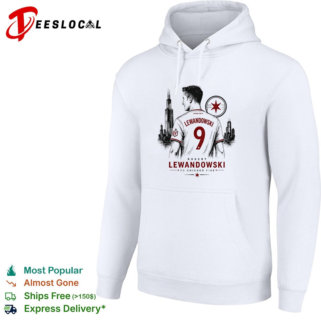 Robert Lewandowski To Chicago Fire city skyline shirt