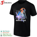 Rockuwawa anime warrior girls sword katana grid background shirt