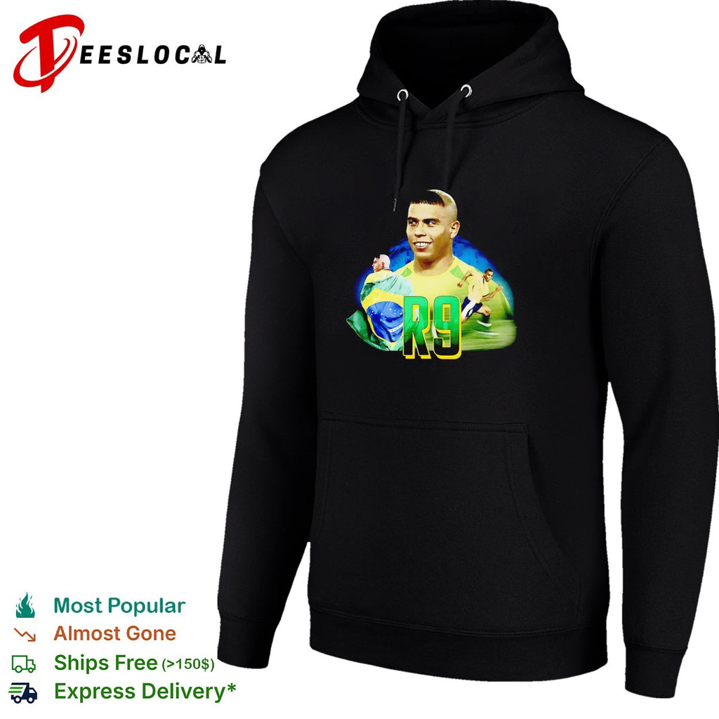 Ronaldo R9 Brazil wearing flag and running collage shirt