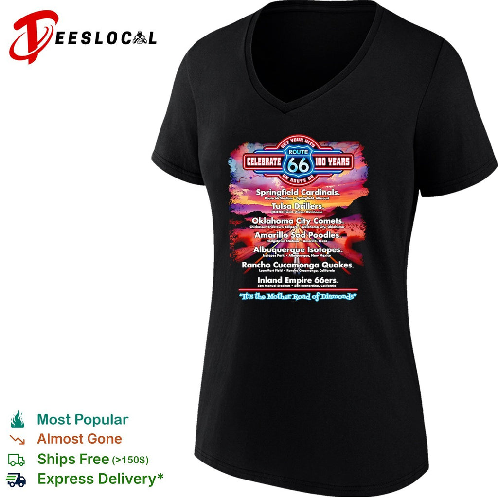 Route 66 100 Years Celebrate Springfield Cardinals Tulsa Drillers 66ers shirt