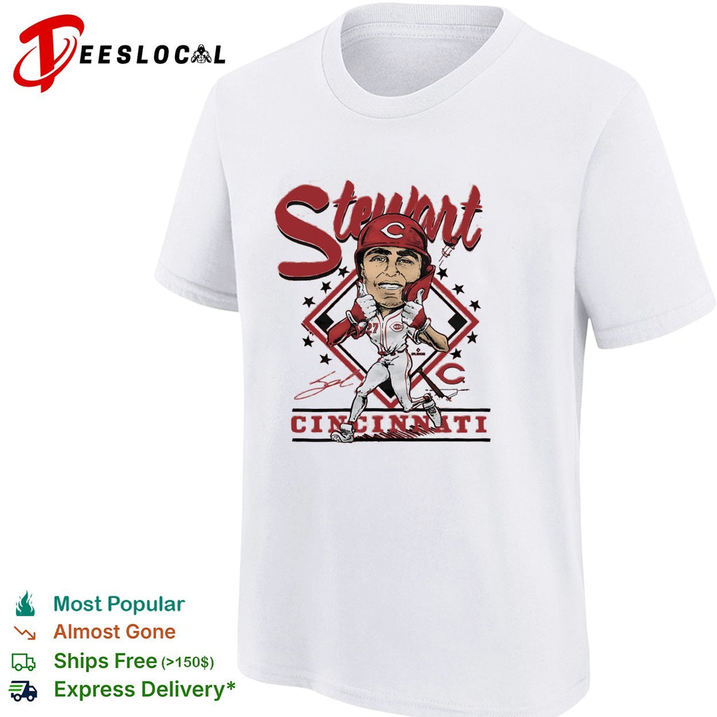 Sal Stewart Cincinnati Reds cartoon signature shirt