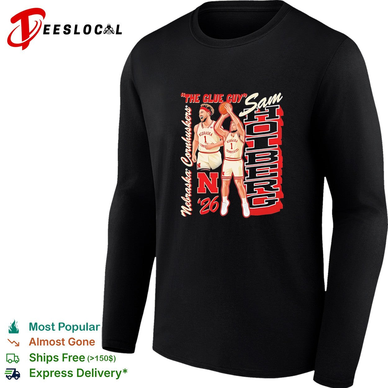 Sam Holberg Nebraska Cornhuskers the glue guy basketball shirt