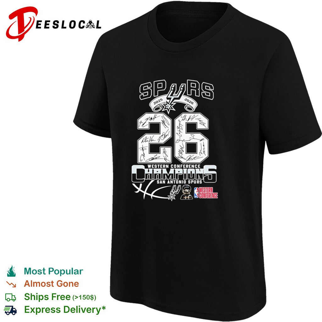 San Antonio Spurs 2025 2026 Western Conference Champions 26 Autographs Team shirt