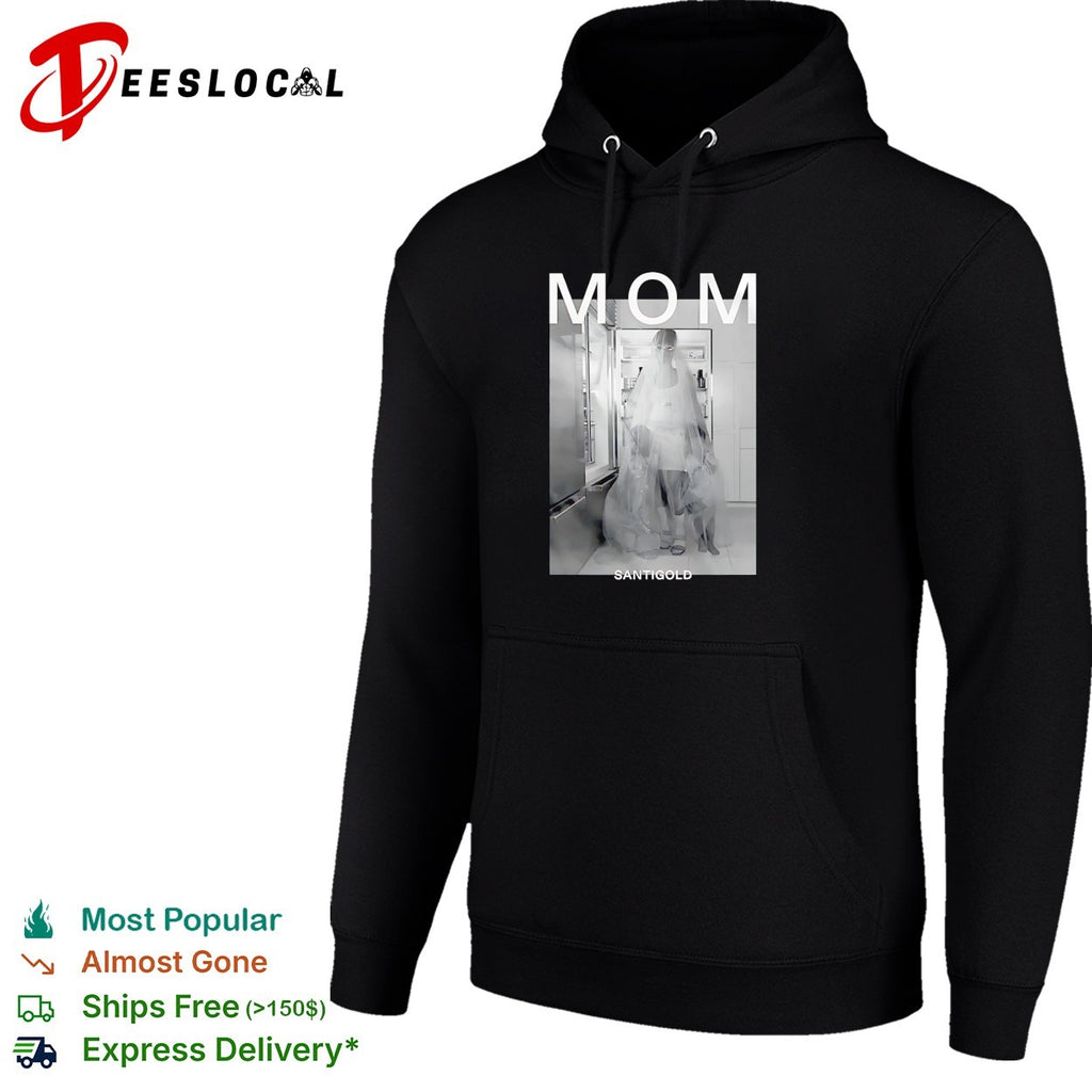 Santigold Mom bride standing at refrigerator album shirt