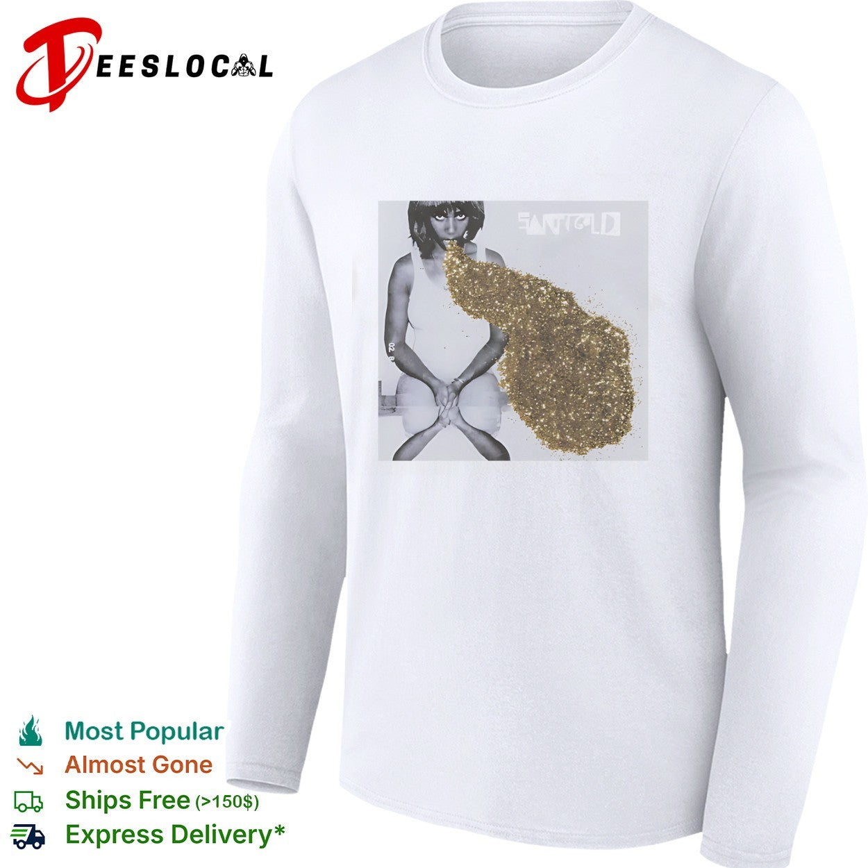 Santigold gold glitter promotional photo album shirt