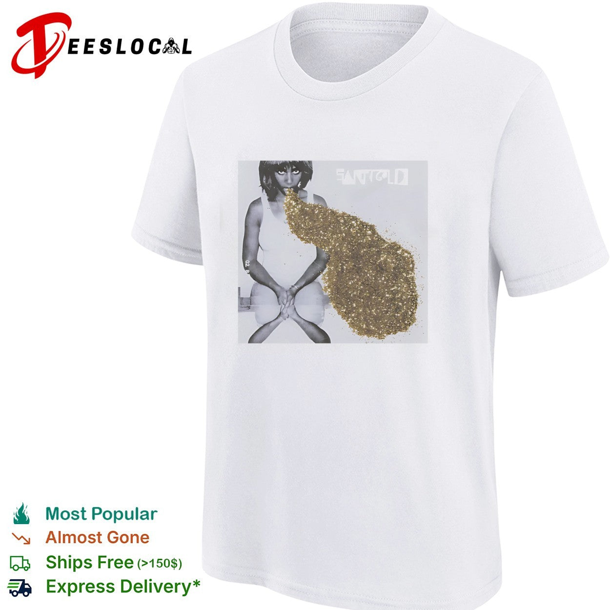 Santigold gold glitter promotional photo album shirt