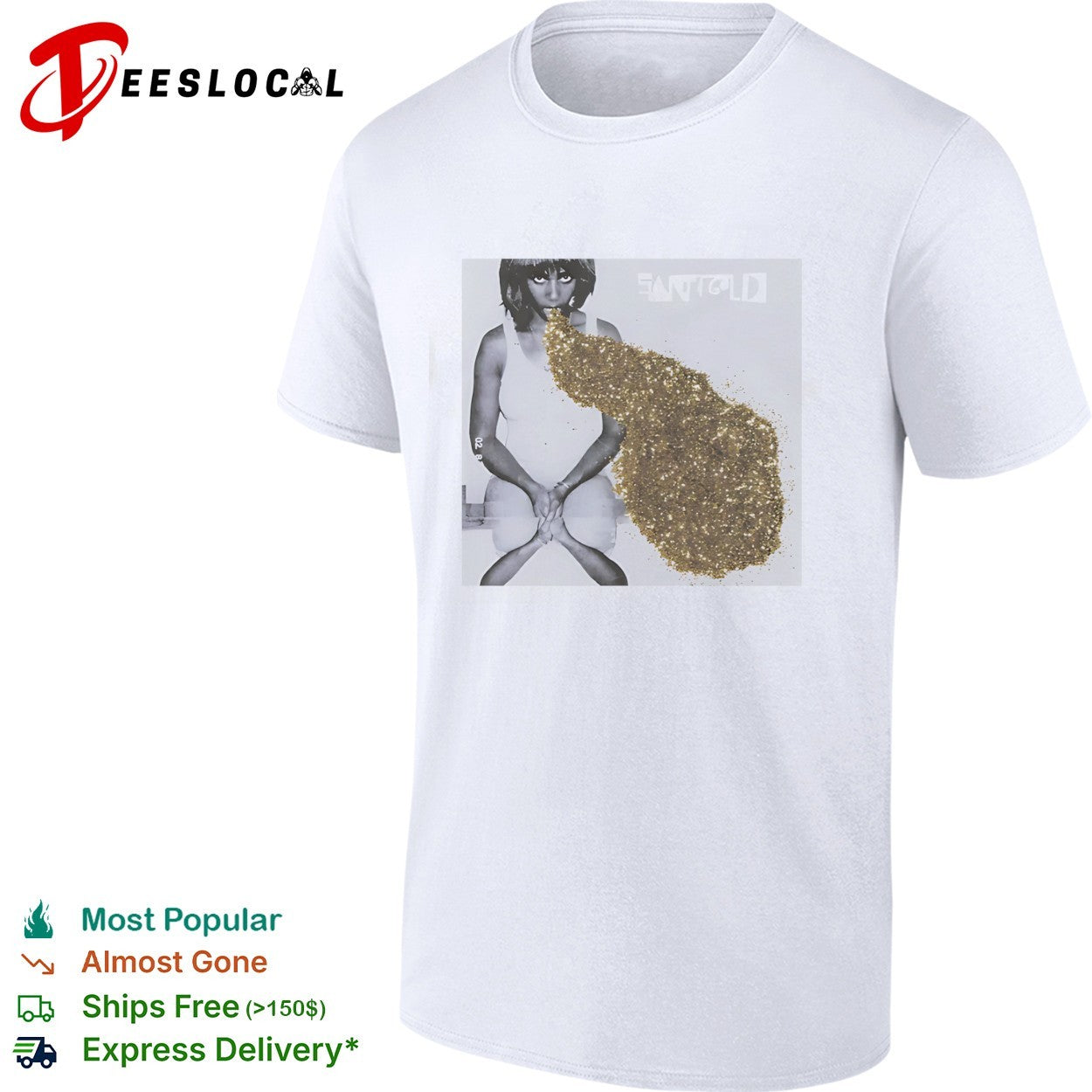 Santigold gold glitter promotional photo album shirt