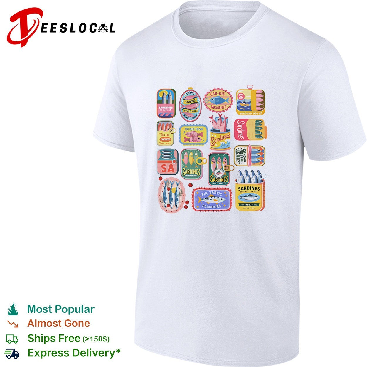 Sardines collection various canned fish designs shirt