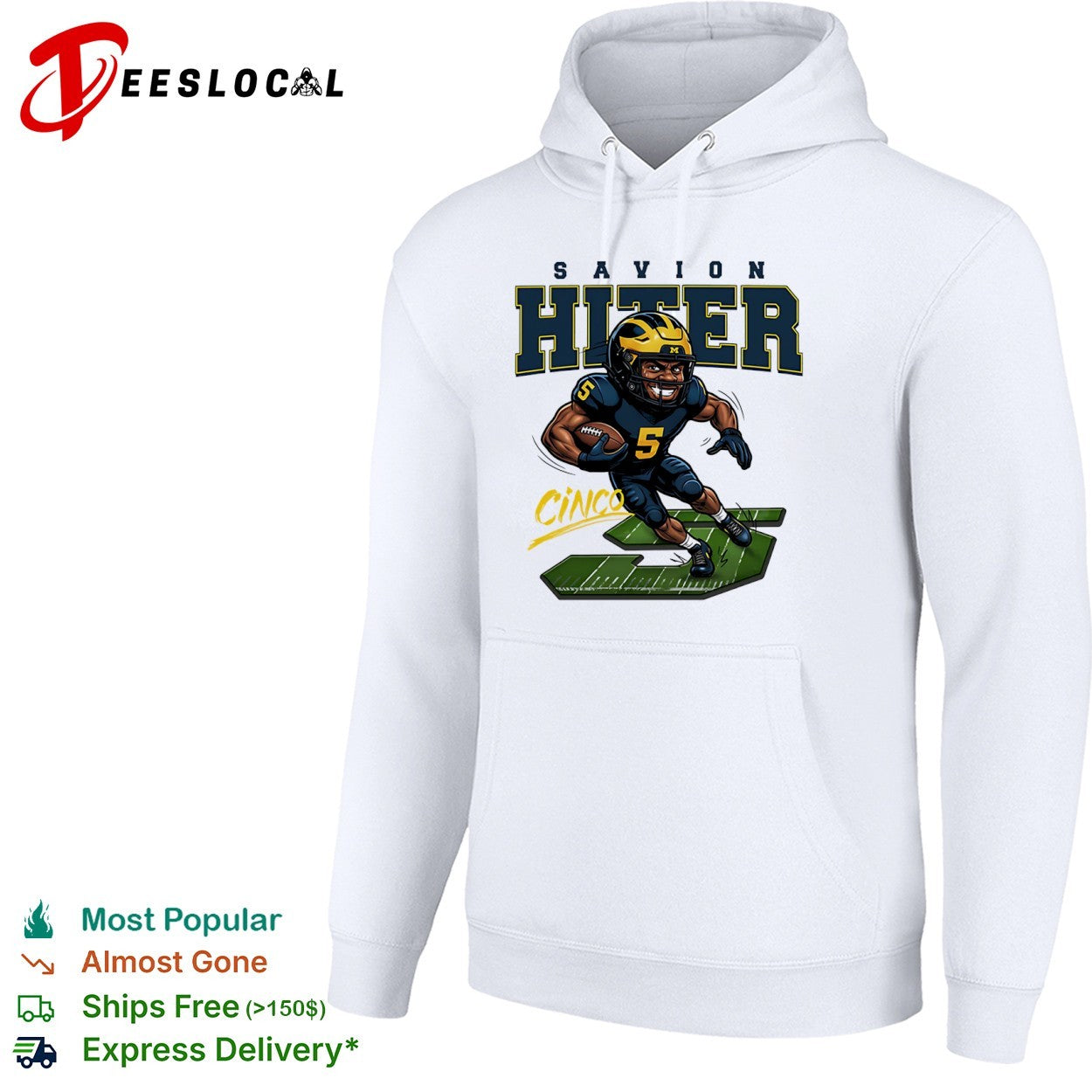 Savion Hiter Michigan Wolverines NCAA football 5 Cinco player shirt