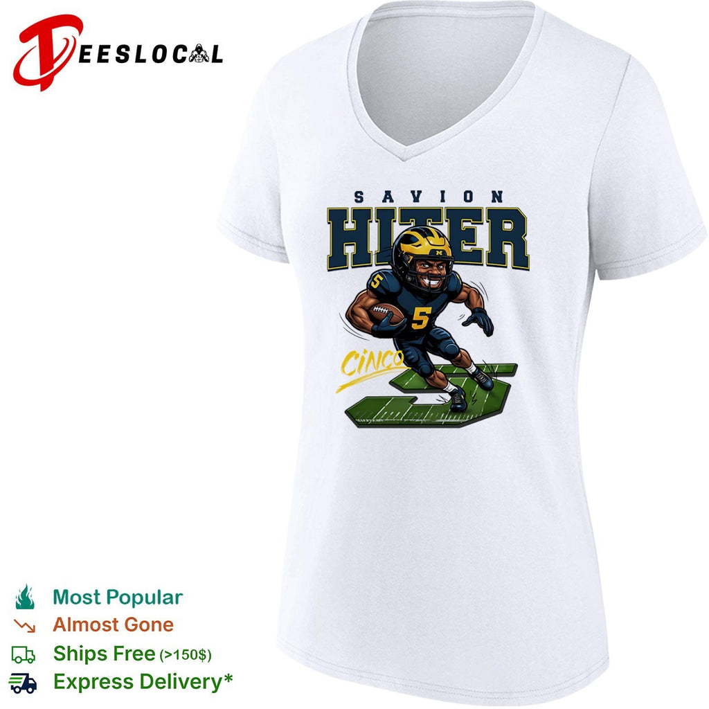 Savion Hiter Michigan Wolverines NCAA football 5 Cinco player shirt