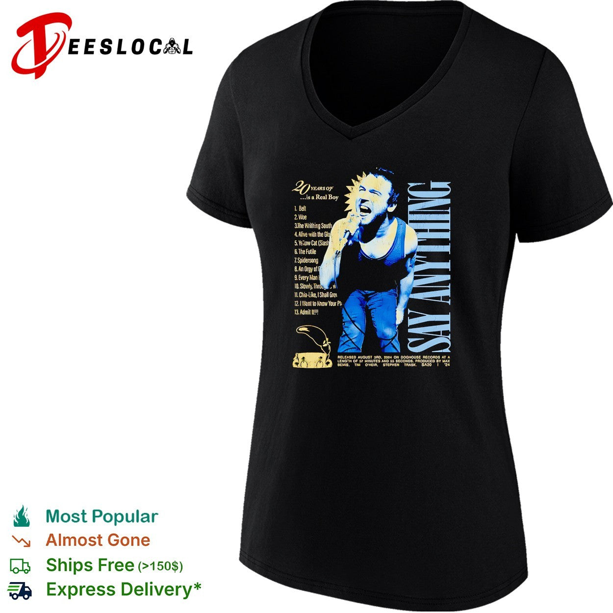 Say Anything 20 years is a real boy tour tracklist shirt