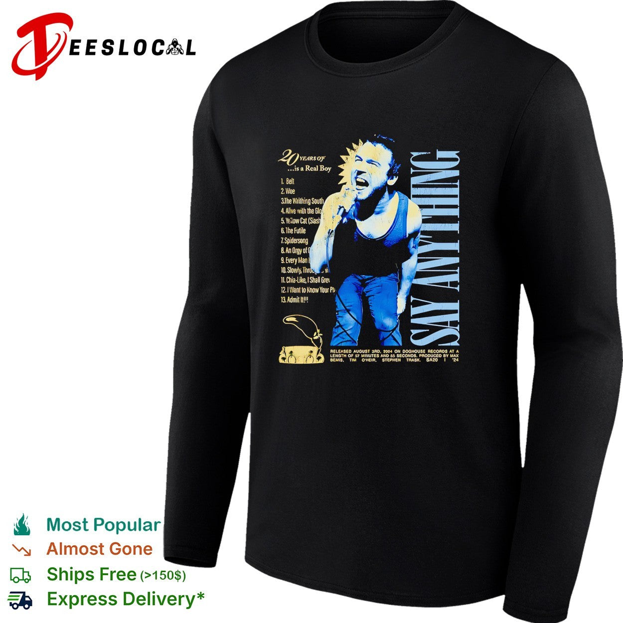 Say Anything 20 years is a real boy tour tracklist shirt
