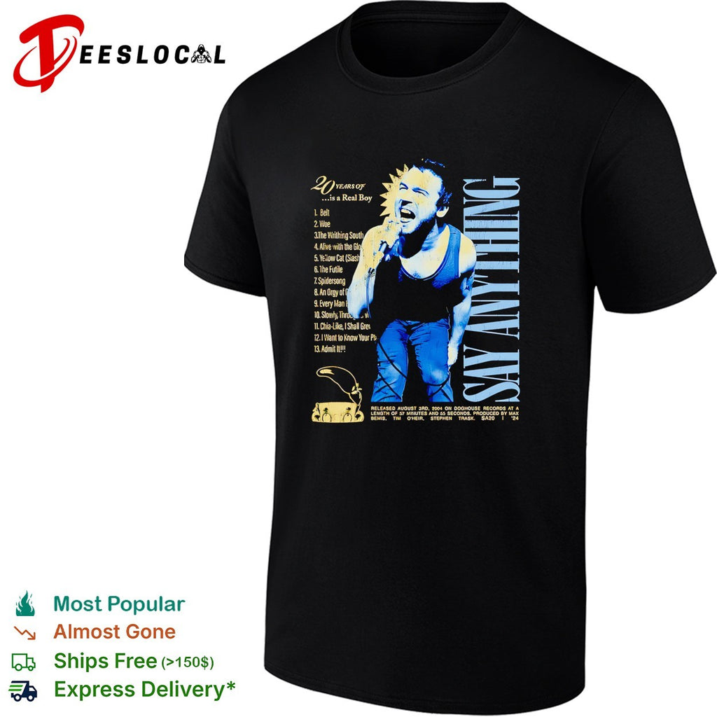 Say Anything 20 years is a real boy tour tracklist shirt