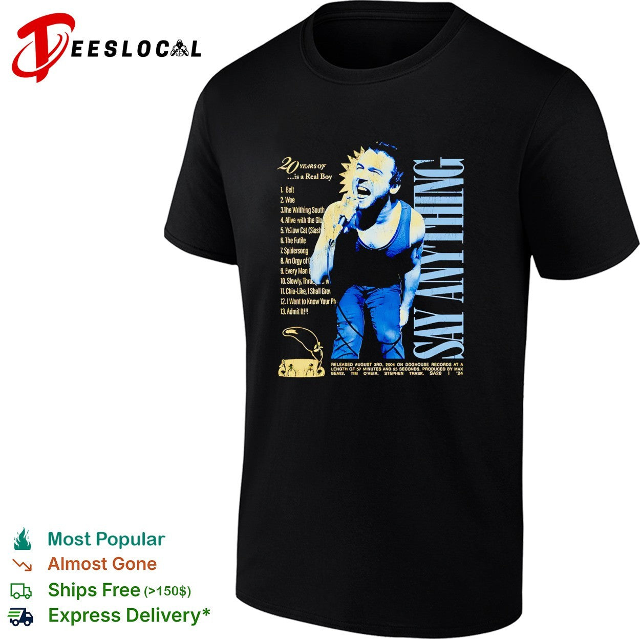 Say Anything 20 years is a real boy tour tracklist shirt