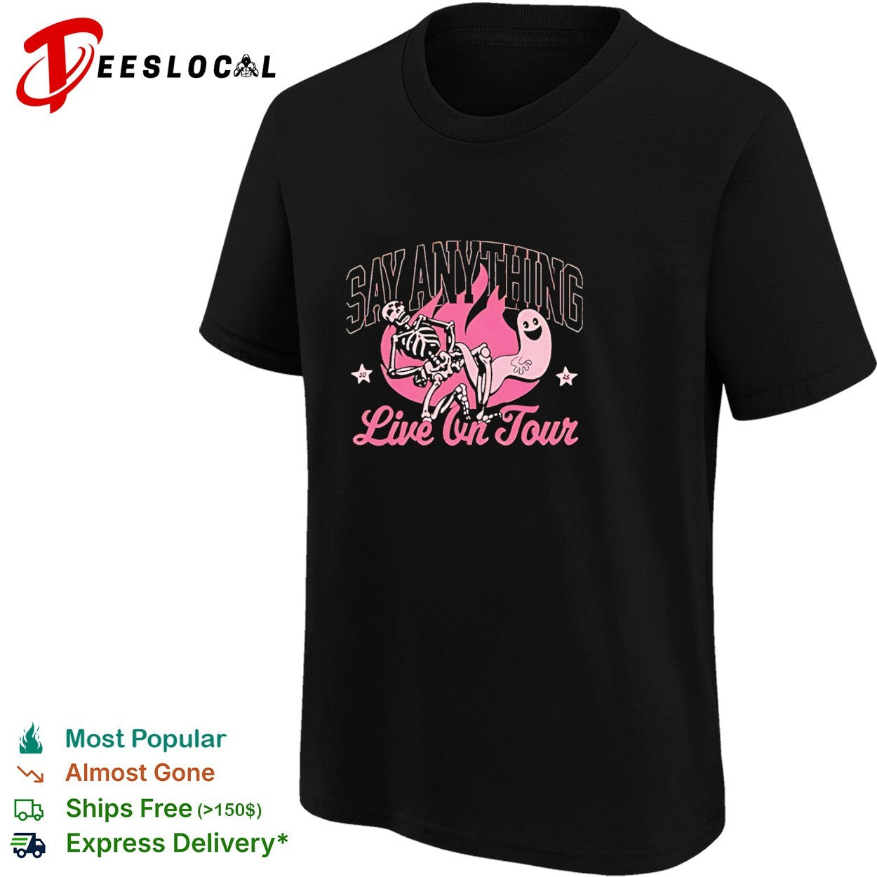 Say Anything live on tour skeleton ghost shirt