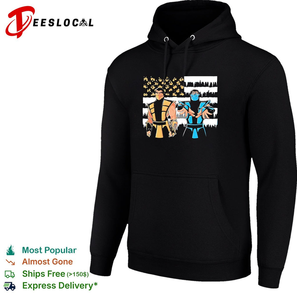 Scorpion and Sub-Zero Mortal Kombat American Flag Fire and Ice Inspired shirt
