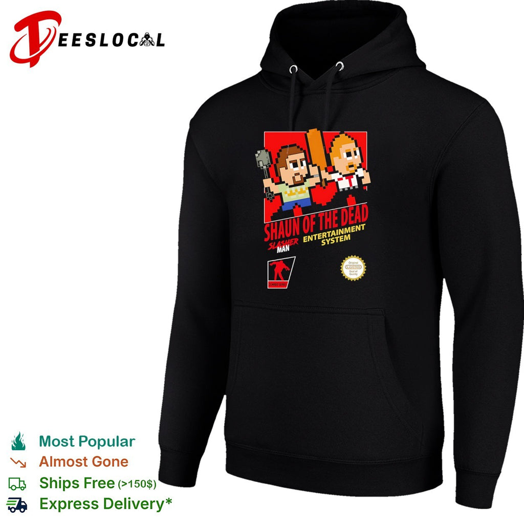 Shaun of the Dead Slasherman entertainment system pixel characters shirt