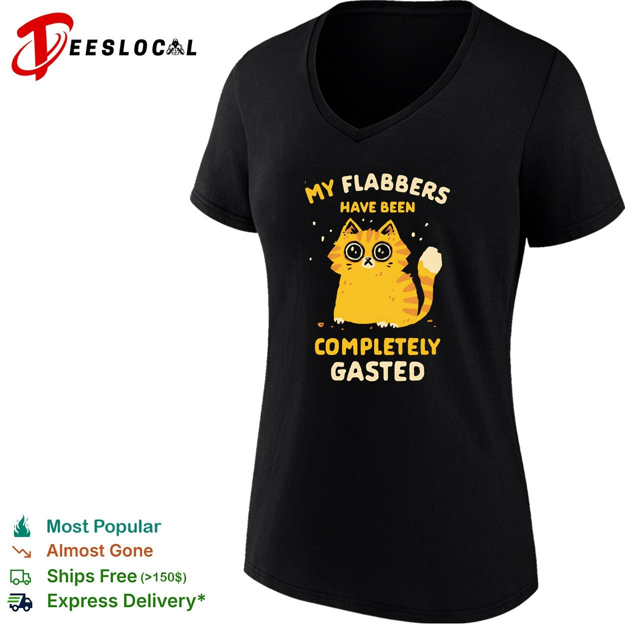 Shocked cartoon cat my flabbers have been completely gasted shirt