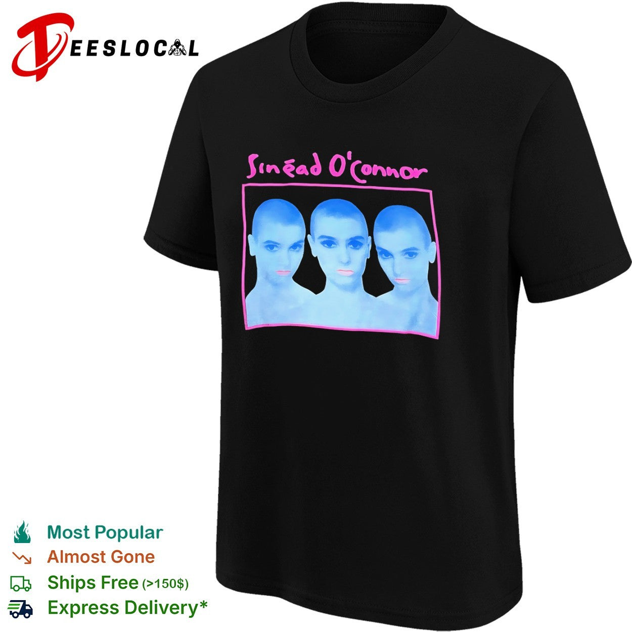 Sinead Oconnor triple portrait iconic musician 90s shirt